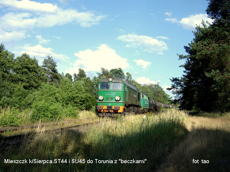 Nasze lokomotywy na szlaku do Torunia.Mie­szczk  k/Sierpca.