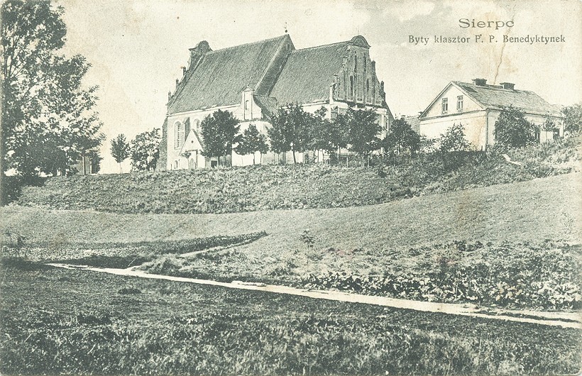 Widok na sierpecki klasztor. Fotografia z pocztku lat 20-tych XX w.<br> Pocztwka.
