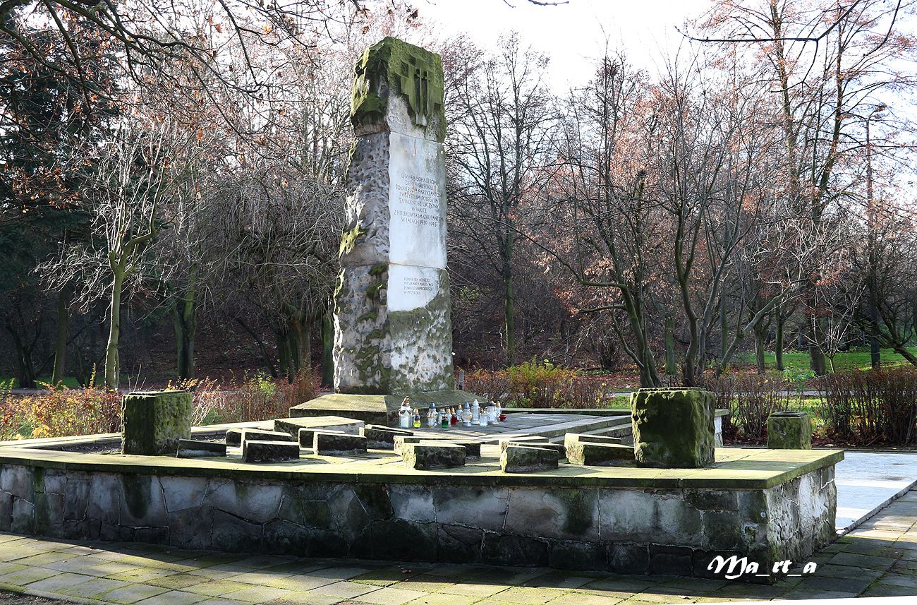 Pomnik Bohaterw II Wojny wiatowej w parku im. Paciorkiewicza (koo dawnej muszli koncertowej), listopad 2013 r.